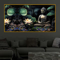 Dark Theme Buddha Meditation Crystal Glass Elegant Painting