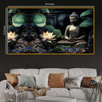 Dark Theme Buddha Meditation Crystal Glass Elegant Painting