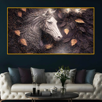 Dark Theme Horse Crystal Glass Painting for Premium Wall Decoration