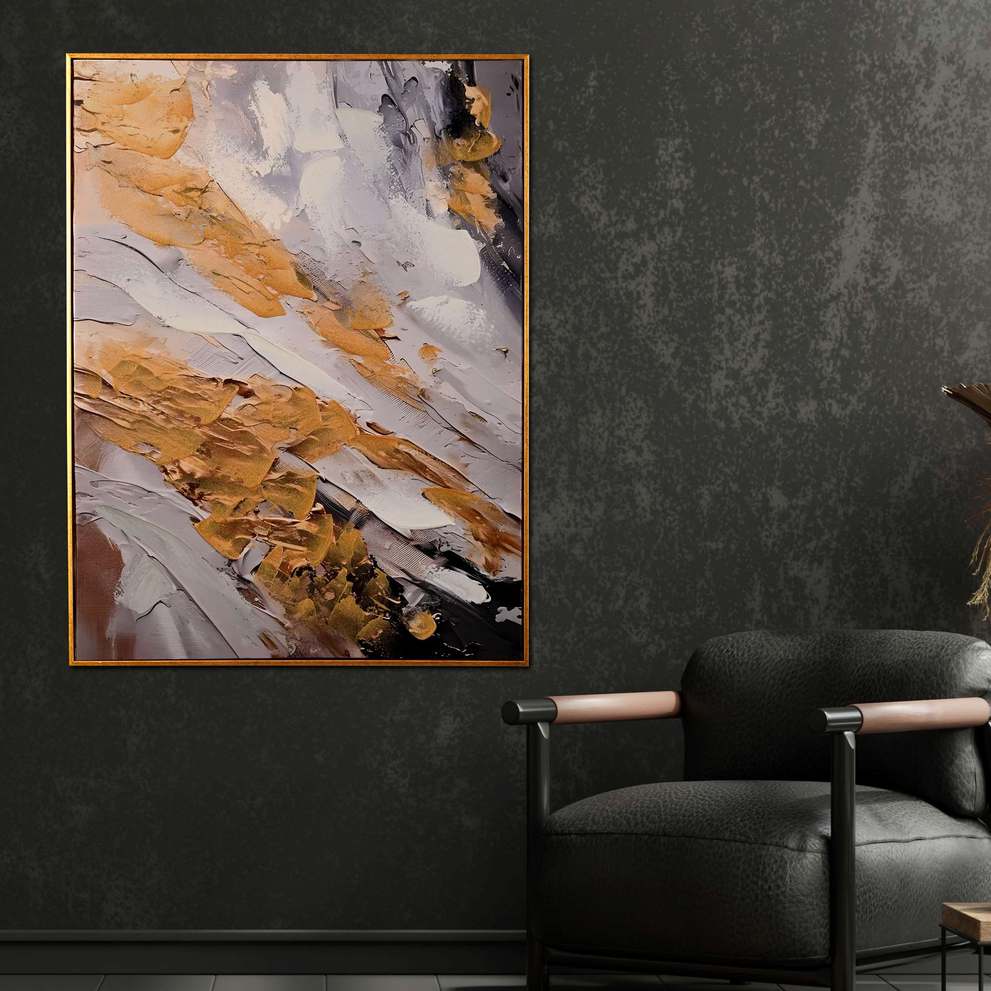 Day of Desert Abstract Hand Painted Wall Painting with Floating Frame