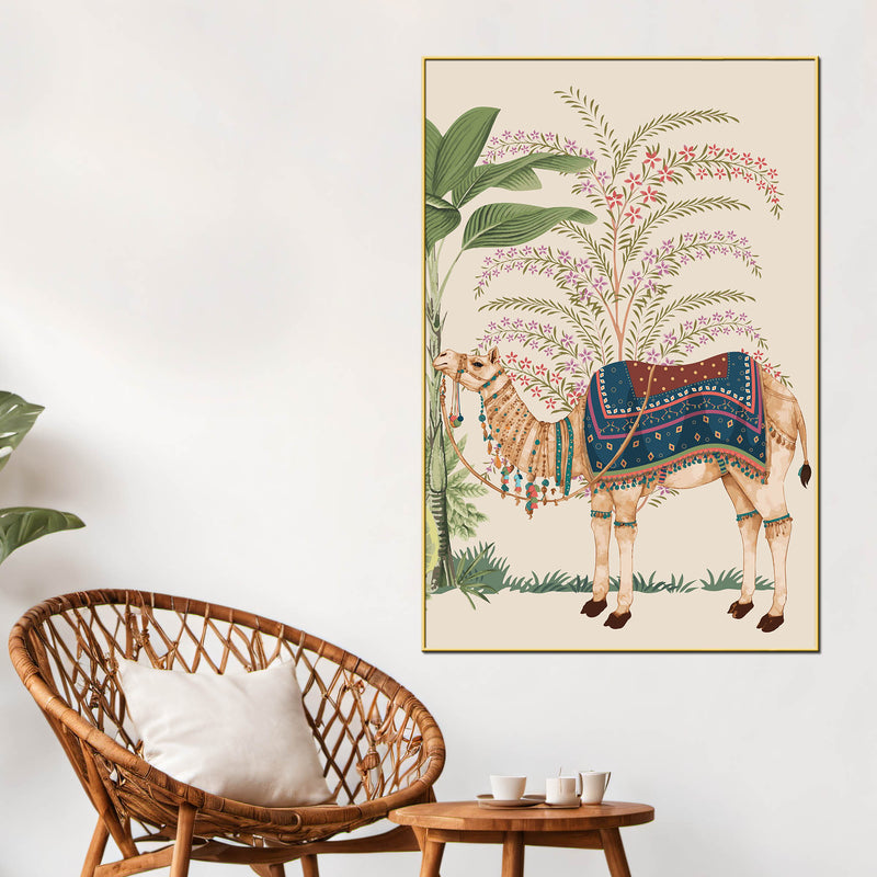 Decorated Rajasthani Camel Canvas Wall Painting | Ethnic Decor
