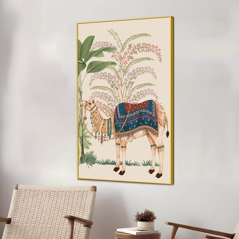 Decorated Rajasthani Camel Canvas Wall Painting | Ethnic Decor