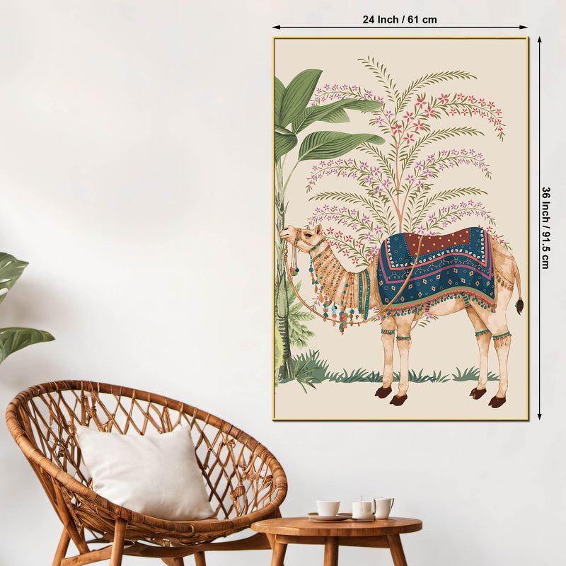 Decorated Rajasthani Camel Canvas Wall Painting | Ethnic Decor