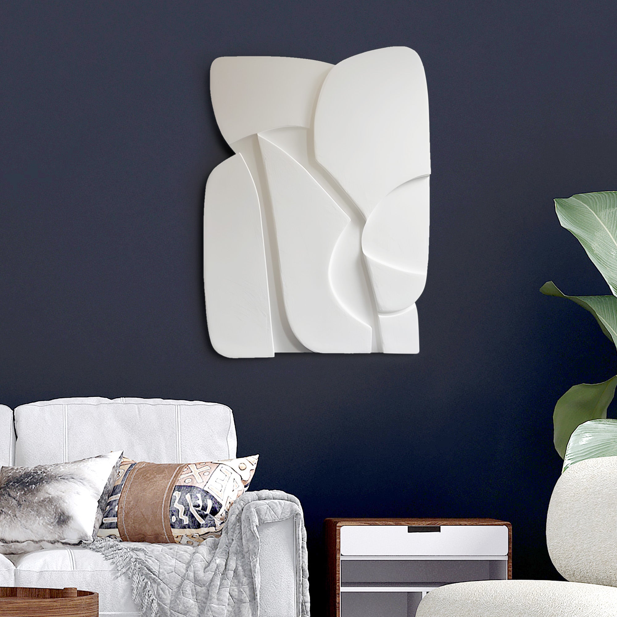 Decorative 3D Wall Panel in Bright White and Soft Curves