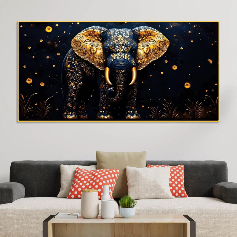 Decorative Blue Elephant Canvas Wall Art Painting