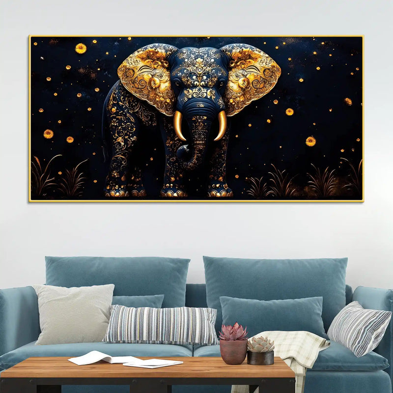 Decorative Blue Elephant Canvas Wall Art Painting
