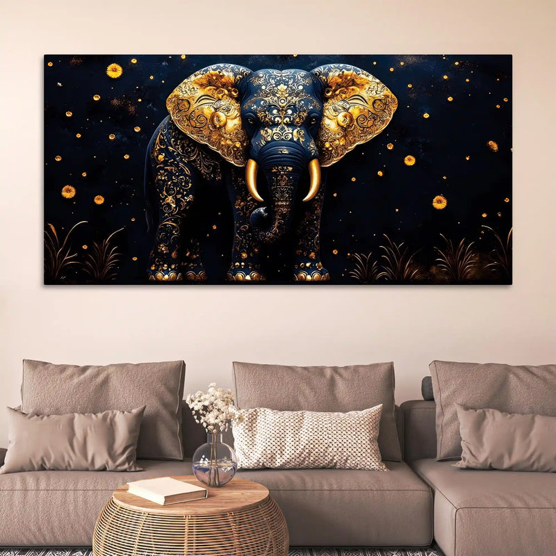 Decorative Blue Elephant Canvas Wall Art Painting