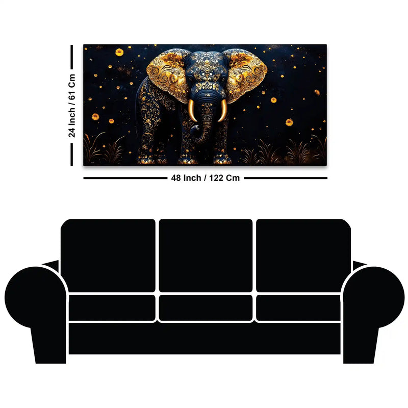 Decorative Blue Elephant Canvas Wall Art Painting