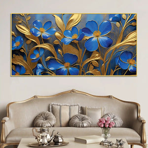 decorative-blue-flower-canvas-wall-art-painting