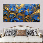 Decorative Blue Flower Canvas Wall Art Painting