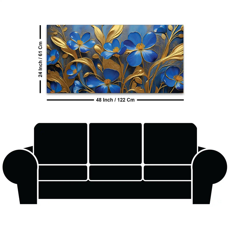Decorative Blue Flower Canvas Wall Art Painting