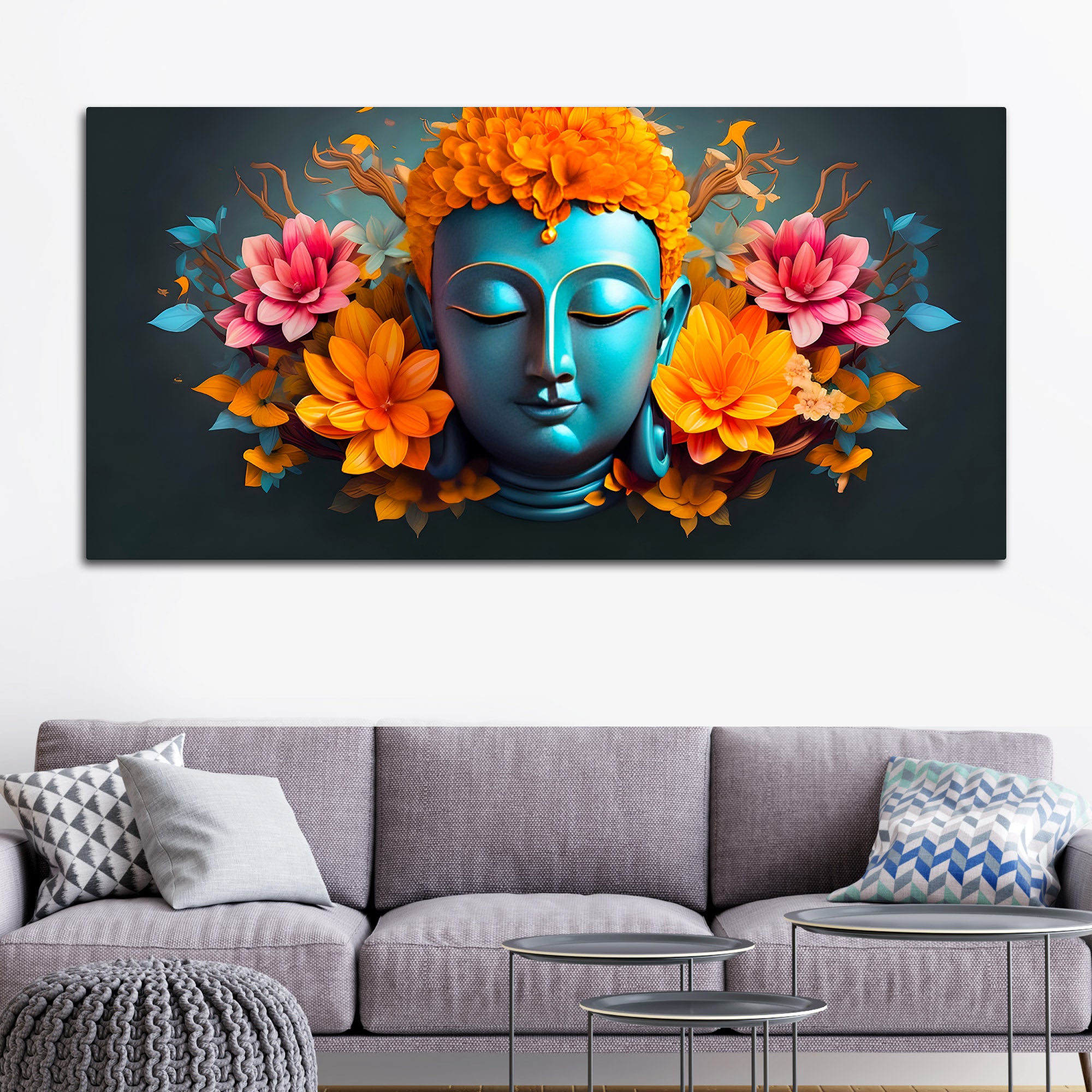 Decorative Buddha Wall Painting on Canvas for Modern Home