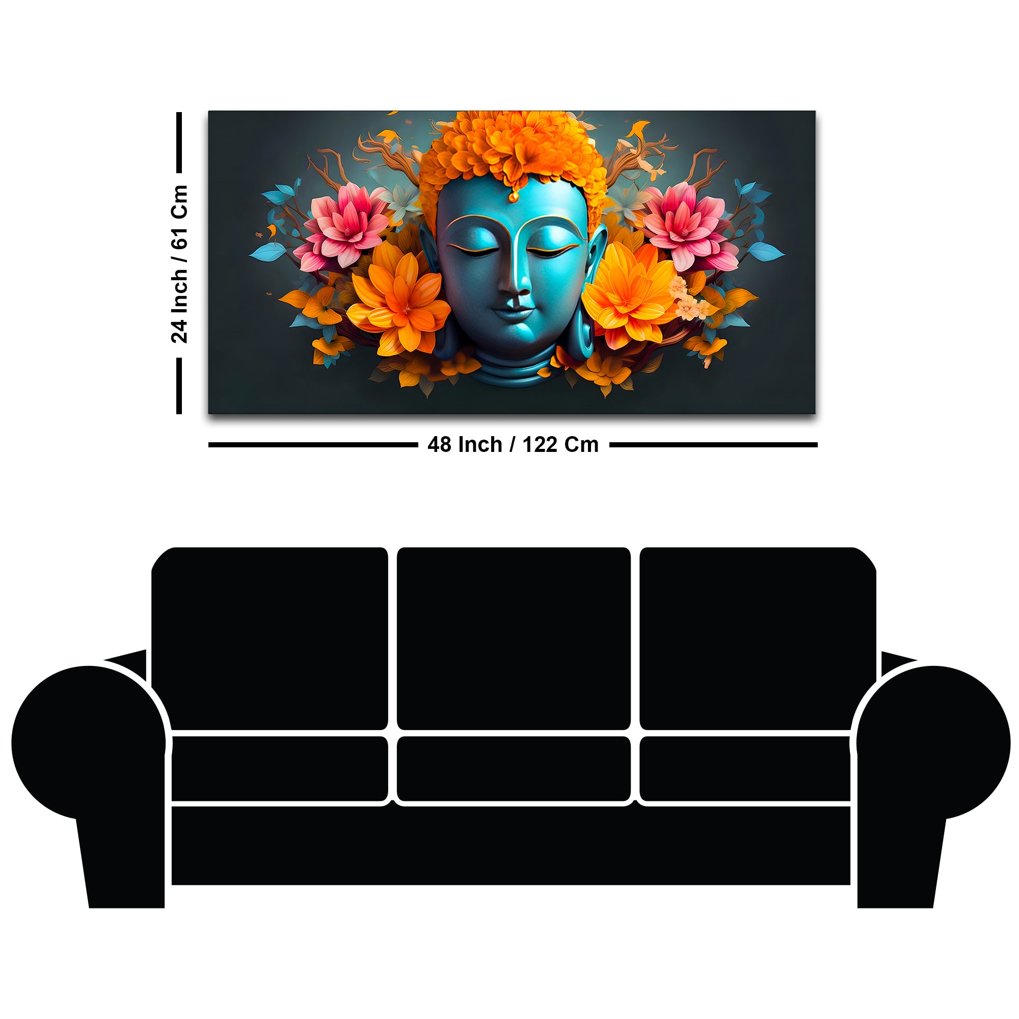 Decorative Buddha Wall Painting on Canvas for Modern Home