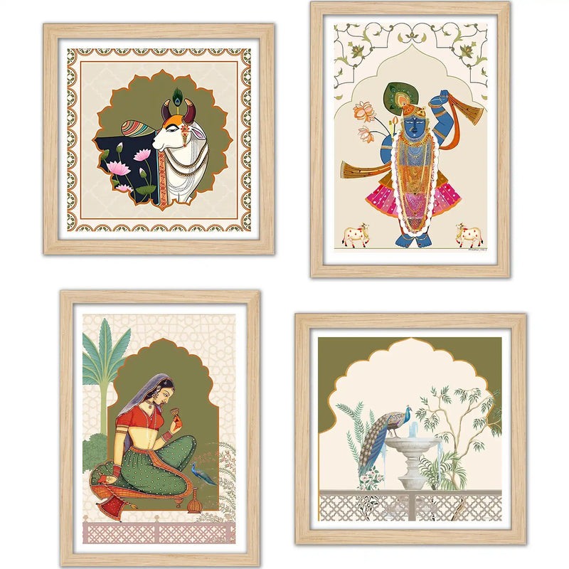 Decorative Cultural Wall Art Frame Set of 4