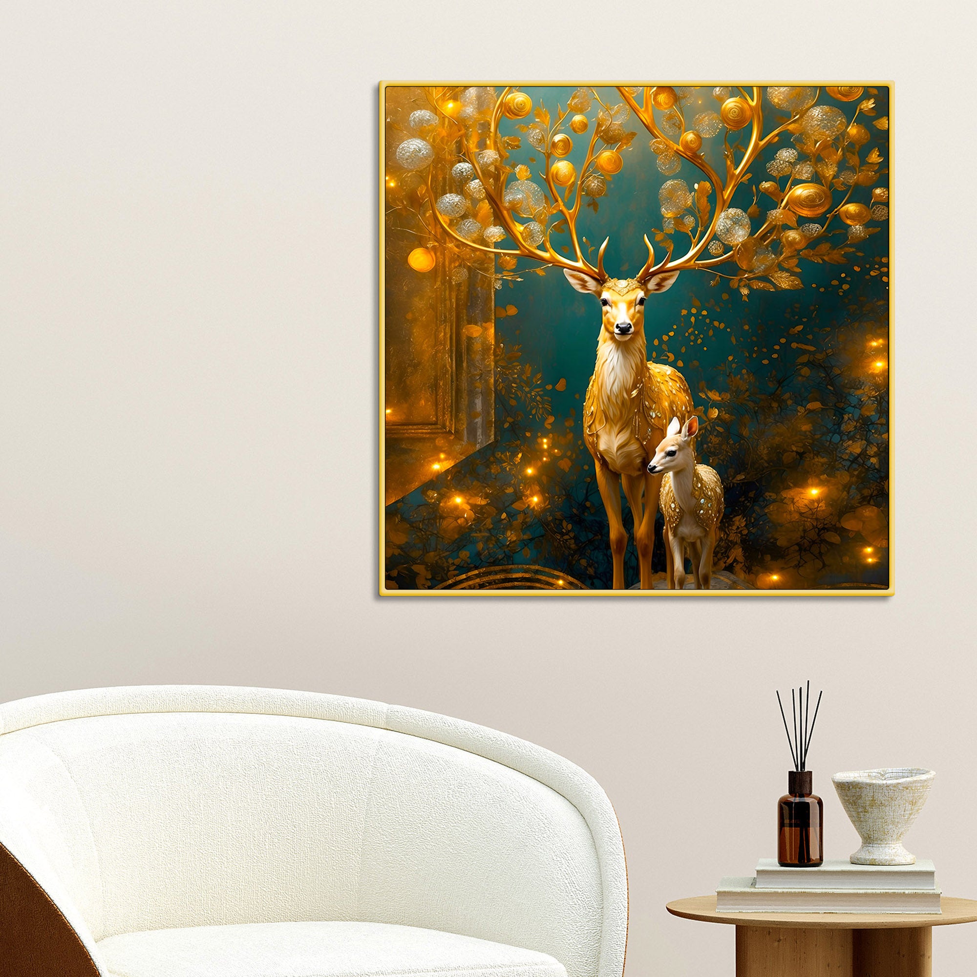 Decorative Deer Family Painting for Home Wall Décor