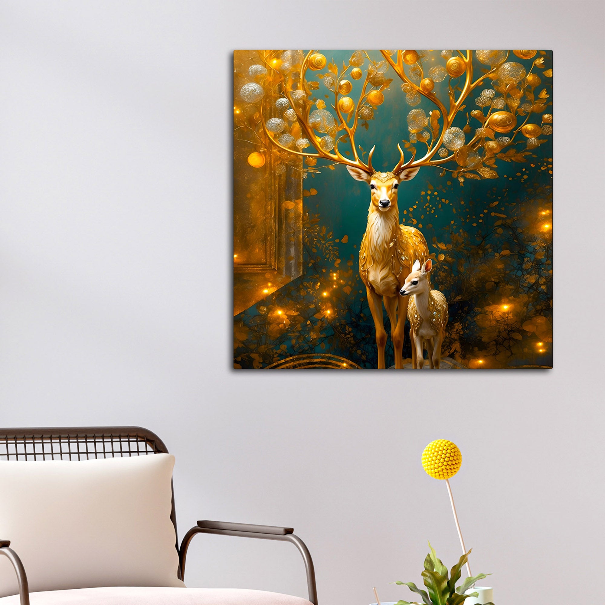 Decorative Deer Family Painting for Home Wall Décor