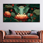 decorative-elephant-art-with-indian-folk-pattern-canvas-wall-painting