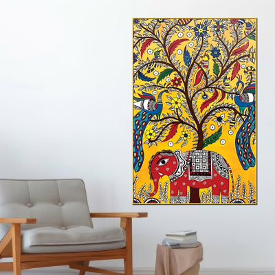  decorative-elephant-birds-art-canvas-wall-painting-traditional-indian-wall-art