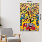 Decorative Elephant & Birds Art Canvas Wall Painting | Traditional Indian Wall Art