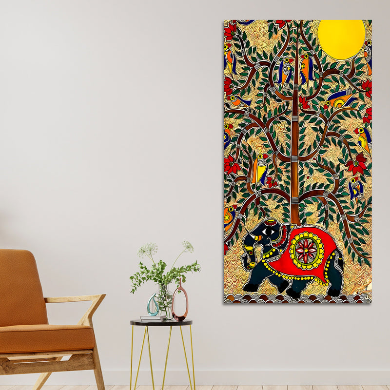 Decorative Elephant Canvas Wall Painting | Nature Inspired Wall Décor
