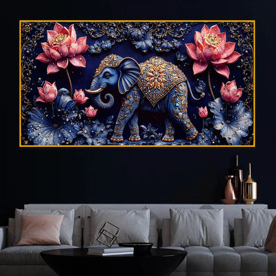 Decorative Elephant Crystal Glass Painting for Office Decor
