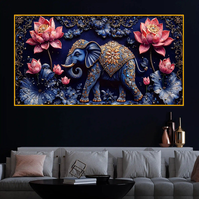 Decorative Elephant Crystal Glass Painting for Office Decor