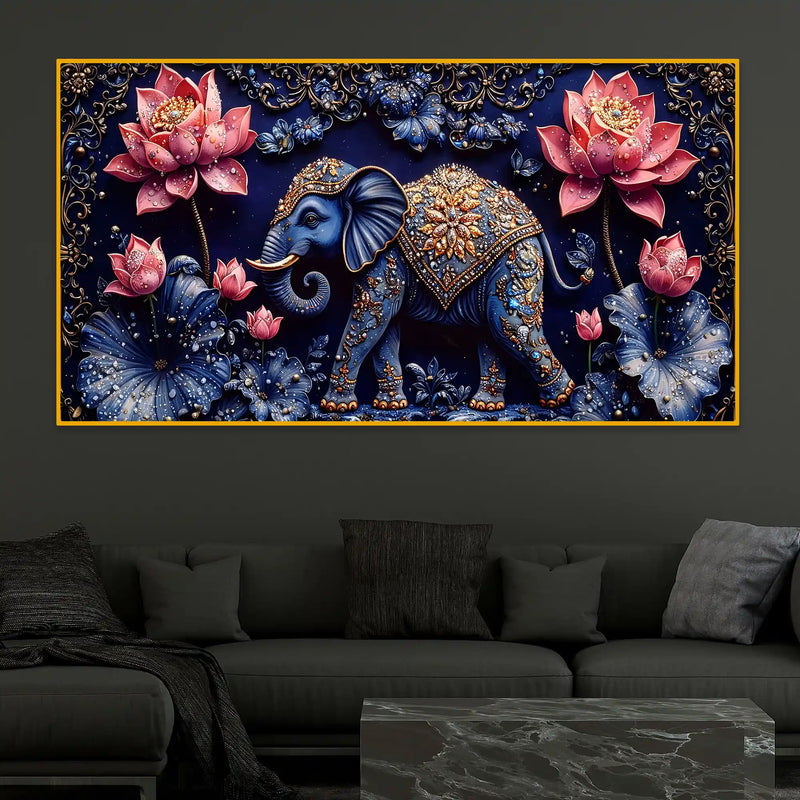 Decorative Elephant Crystal Glass Painting for Office Decor