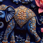Decorative Elephant Crystal Glass Painting for Office Decor