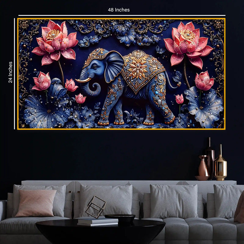 Decorative Elephant Crystal Glass Painting for Office Decor