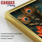 Decorative Elephant with Lotus and Peacock Feathers 3D Canvas Wall Painting