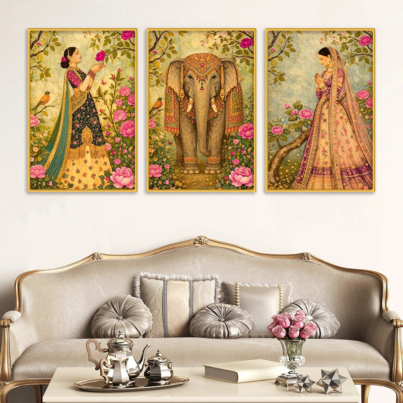 Decorative Floral Canvas Wall Painting Set of Three