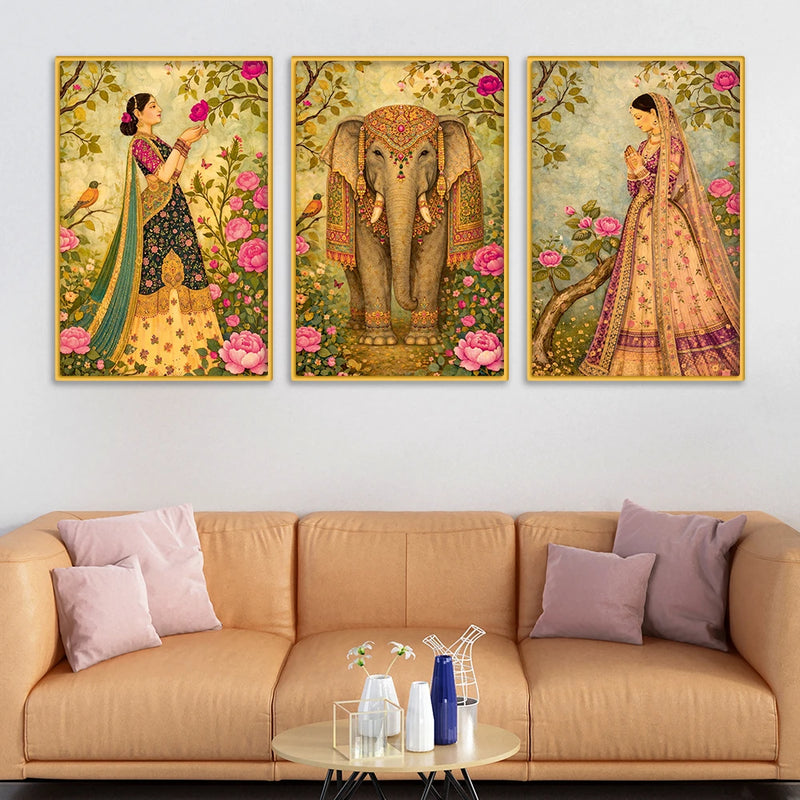 Decorative Floral Canvas Wall Painting Set of Three