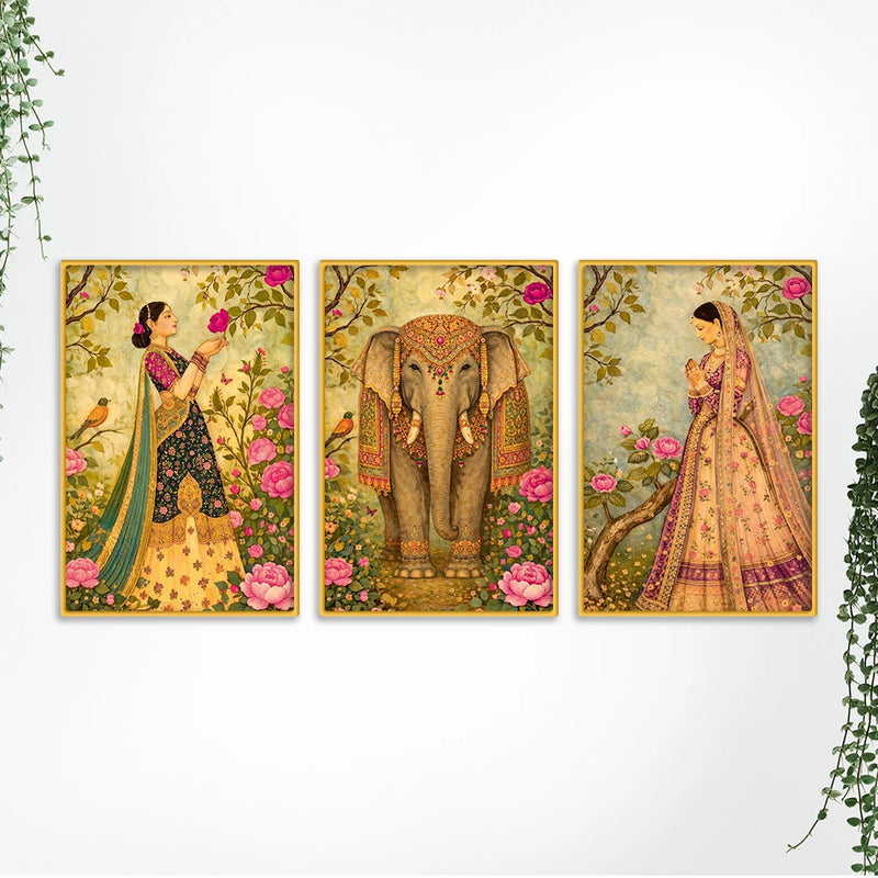 Decorative Floral Canvas Wall Painting Set of Three