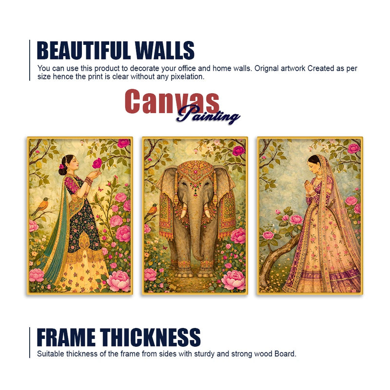 Decorative Floral Canvas Wall Painting Set of Three
