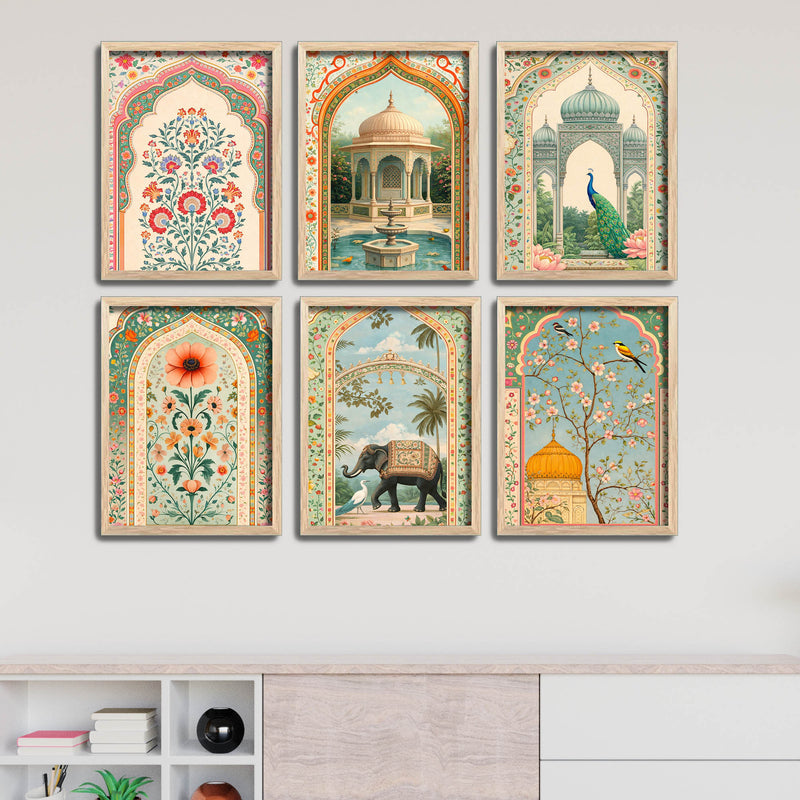 Decorative Floral Wall Frame Set of Six for Home & Office