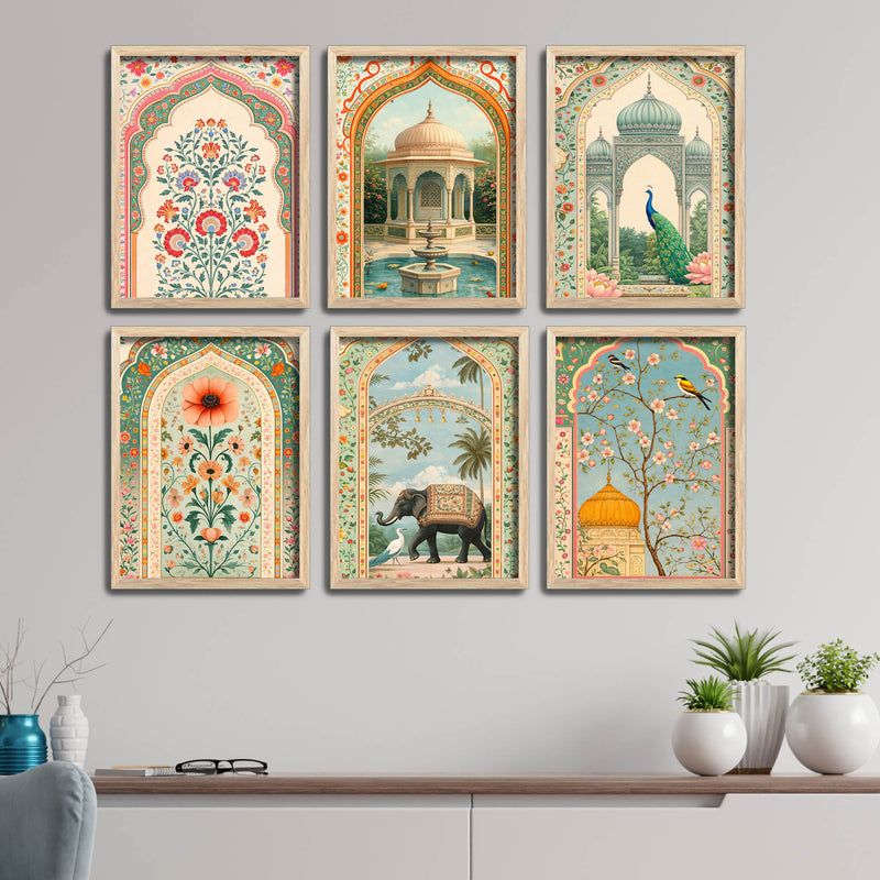 Decorative Floral Wall Frame Set of Six for Home & Office