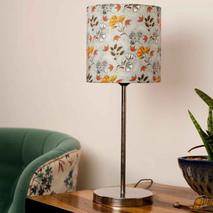 Decorative Flower Pattern Table Lamp with Silver Finish Base