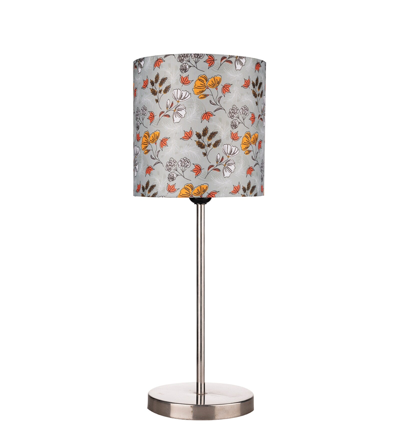 Decorative Flower Pattern Table Lamp with Silver Finish Base