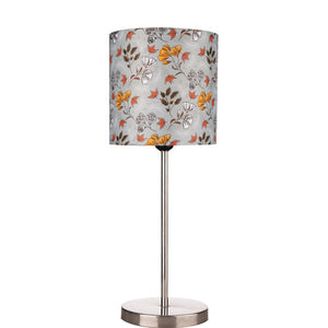 Decorative Flower Pattern Table Lamp with Silver Finish Base