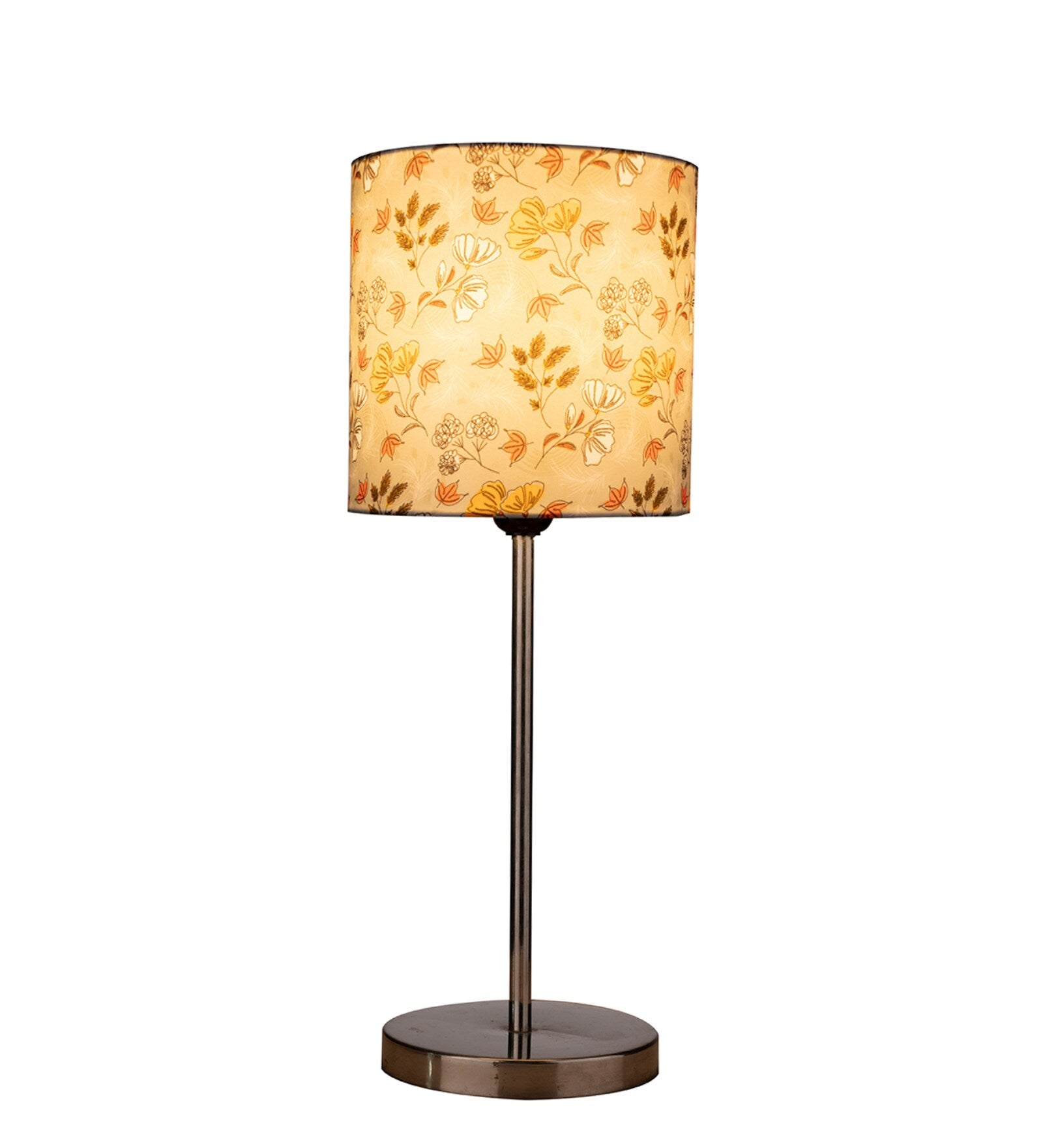 Decorative Flower Pattern Table Lamp with Silver Finish Base