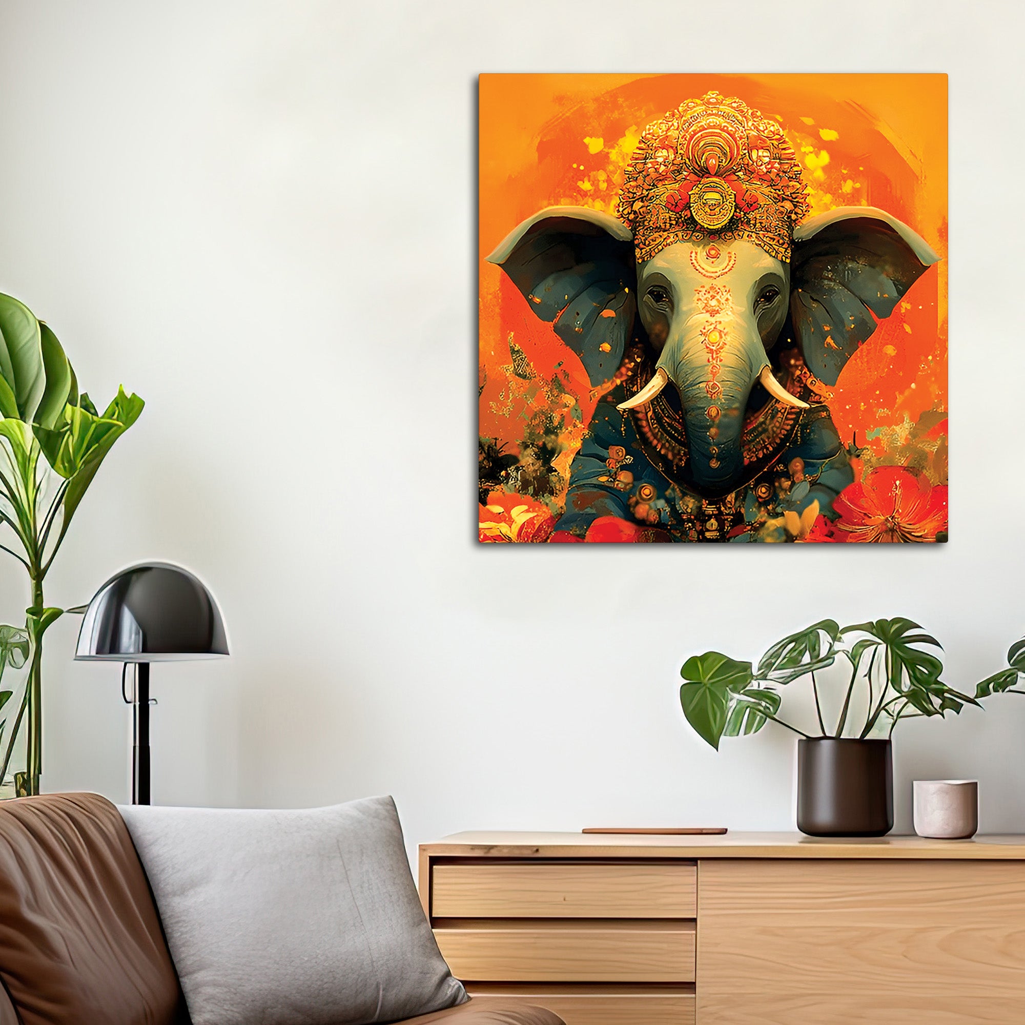 Decorative Ganesh Ji Hindu Wall Painting for Home