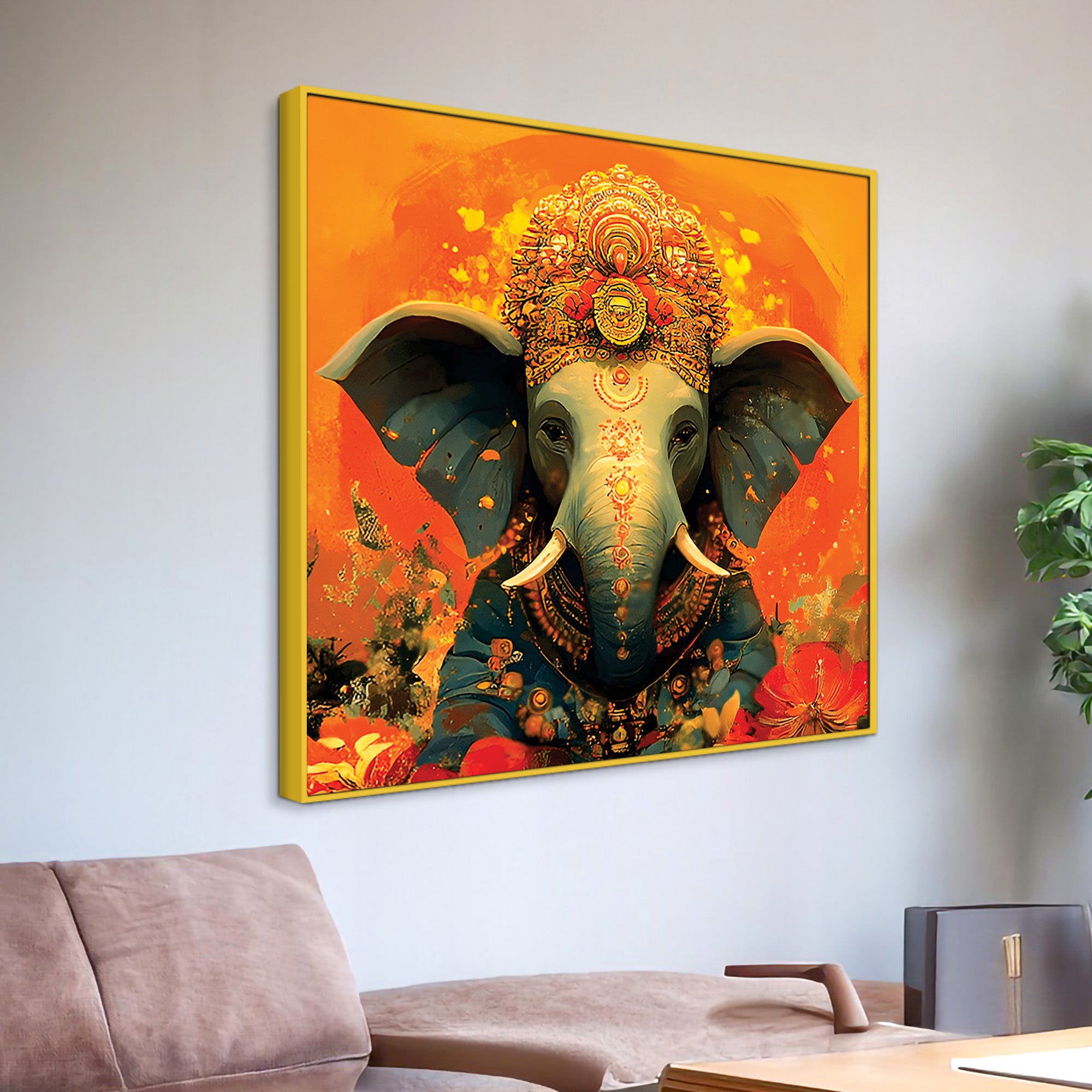 Decorative Ganesh Ji Hindu Wall Painting for Home