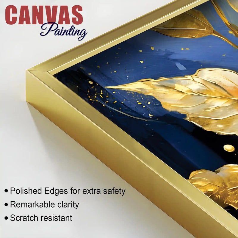 Decorative Gold Leaf Floral Canvas Painting
