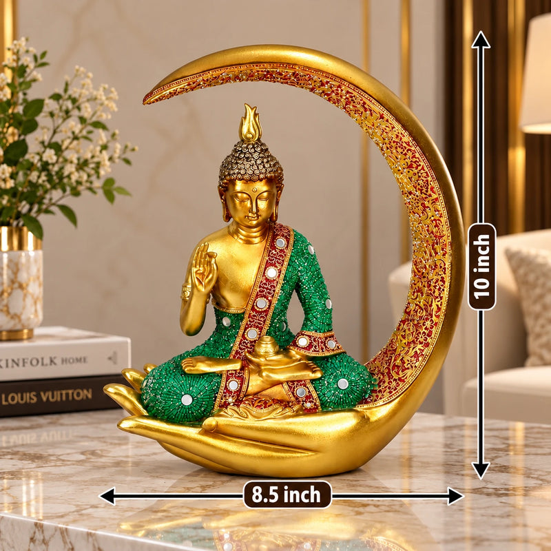 Decorative Golden Buddha Figurine Showpiece for Tabletop & Home Decor