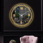 Decorative Golden Vine LED Mirror Wall Clock with Warm Backlight