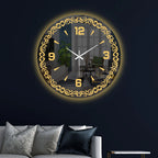 Decorative Golden Vine LED Mirror Wall Clock with Warm Backlight