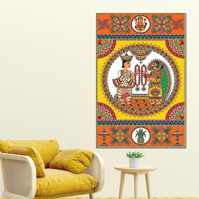 decorative-indian-marriage-canvas-painting-ethnic-home-wall-art