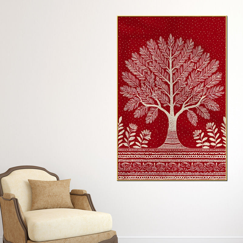Decorative Indian Tree Canvas Wall Painting for Wall Decoration