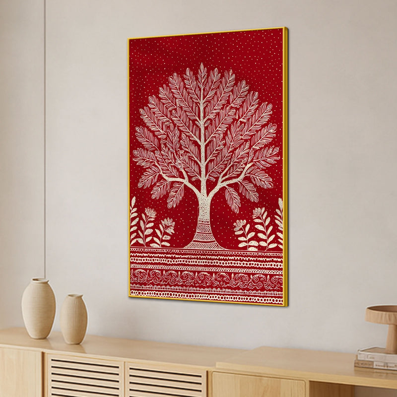 Decorative Indian Tree Canvas Wall Painting for Wall Decoration
