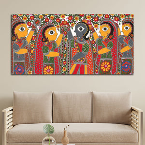 Decorative Indian Village Marriage Canvas Wall Painting